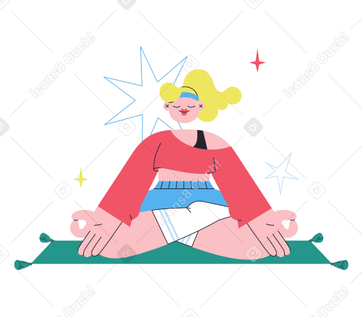 Woman meditating on yoga mat Illustration in PNG, SVG