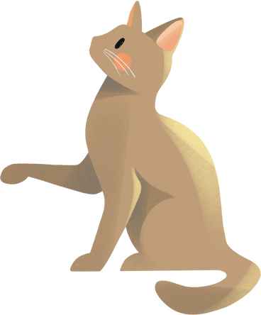 beige cat sitting with raised paw PNG, SVG