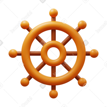 3D ship wheel PNG, SVG