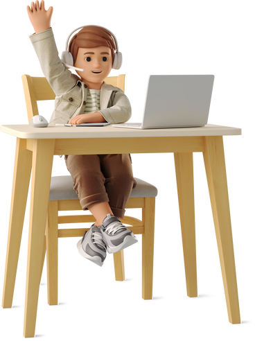 Маленький мальчик учится онлайн в PNG, SVG