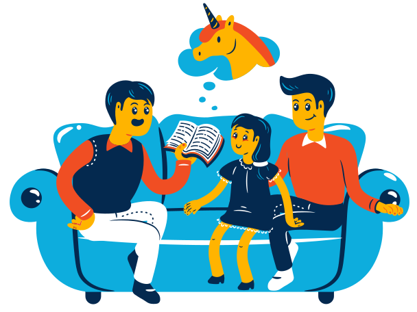 Family reading Illustration in PNG, SVG