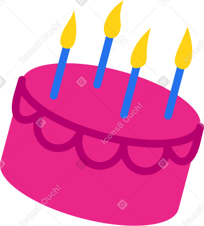 Gâteau rose avec des bougies PNG, SVG