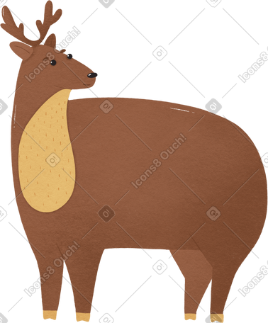 big brown deer with antlers PNG, SVG