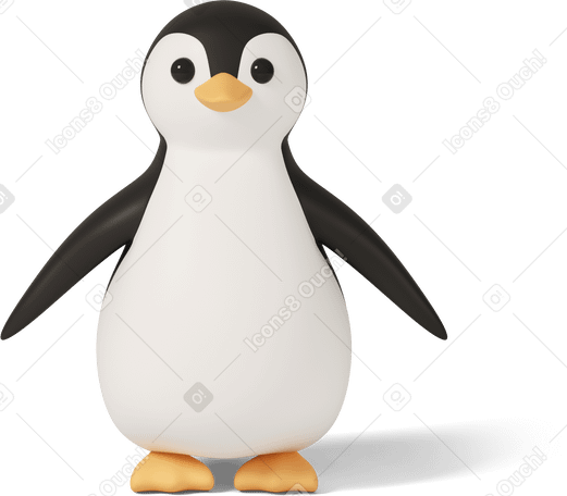 3D little penguin PNG, SVG