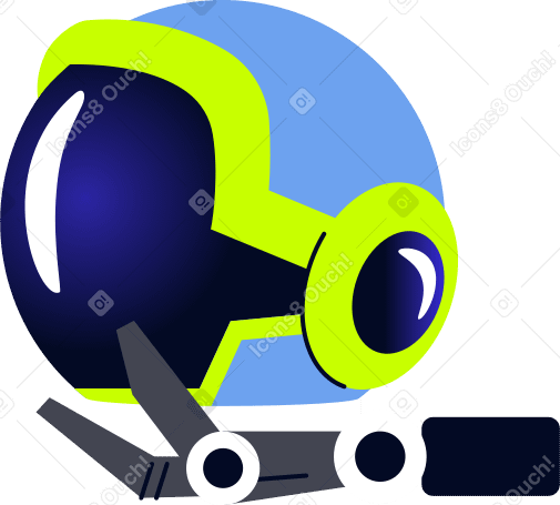 space helmet in robot hand Illustration in PNG, SVG