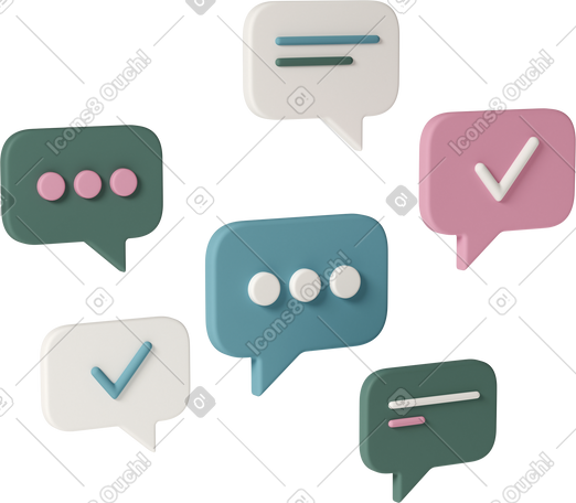 3D speech bubbles PNG, SVG