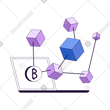 区块链、比特币和笔记本电脑 PNG, SVG