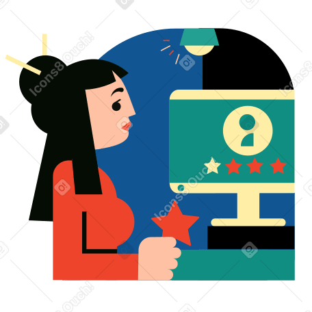 Femme évaluant un service en ligne PNG, SVG
