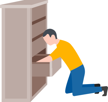 Man searching in the drawer PNG, SVG
