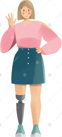 young woman with leg prosthetic PNG、SVG