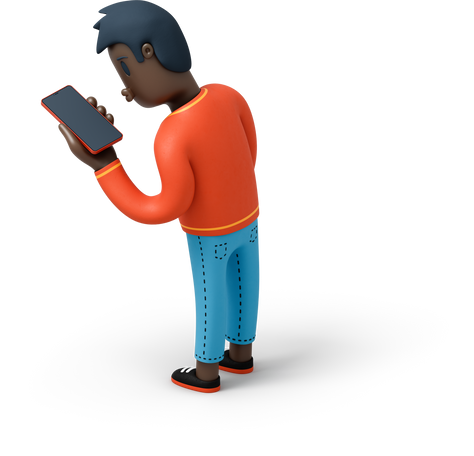 Illustration Homme avec téléphone aux formats PNG, SVG