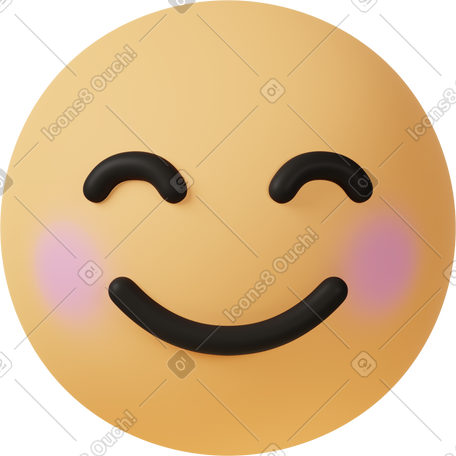 3D smiling face with smiling eyes PNG, SVG