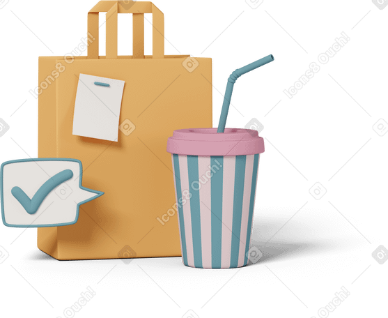 3D delivery paper bag Illustration in PNG, SVG