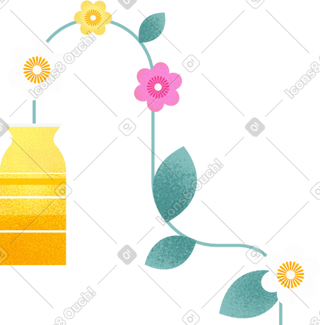 yellow vase with flowers PNG, SVG