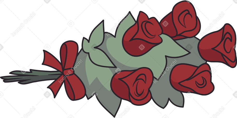 five red roses bouquet Illustration in PNG, SVG