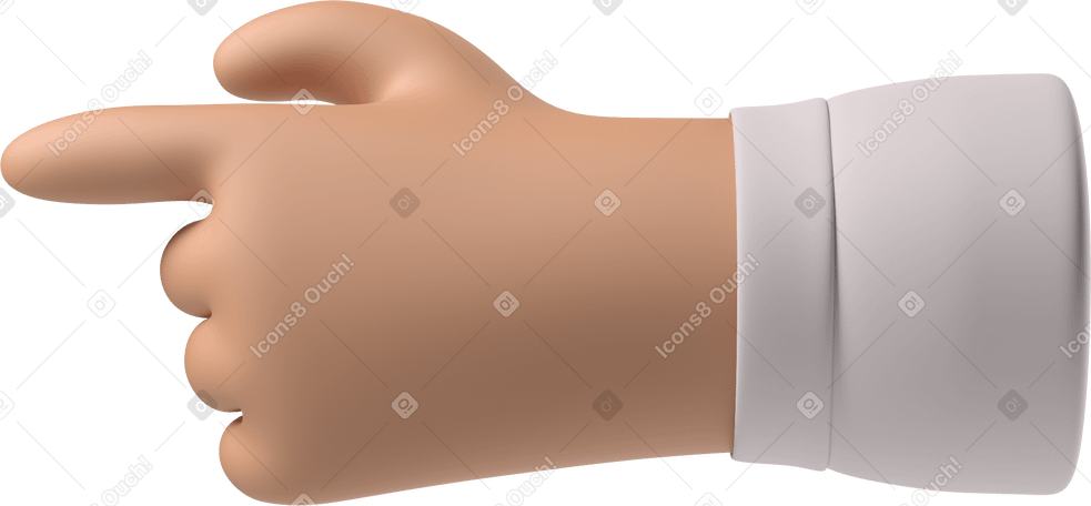 3D Tanned skin hand pointing left PNG, SVG