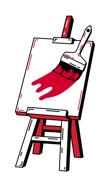 Easel with brush PNG, SVG