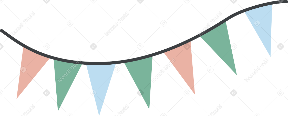 цветные флажки на веревке в PNG, SVG