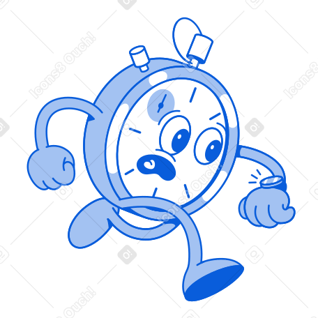 Timer runs and looks at the wristwatch Illustration in PNG, SVG