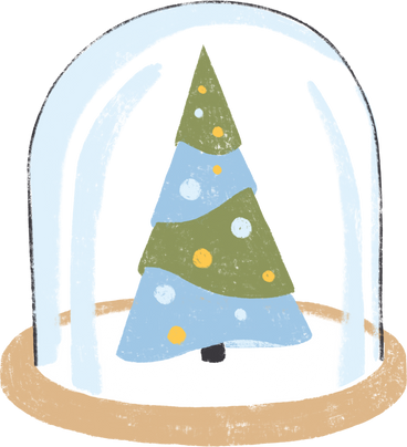 glass dome with a christmas tree PNG, SVG