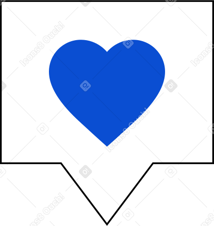 speech bubble with blue heart PNG, SVG