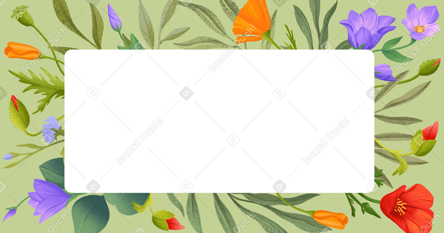 Разные цветы и пространство для копирования в PNG, SVG