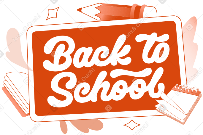 Lettering Back to School in tablet with book and pencil text PNG, SVG