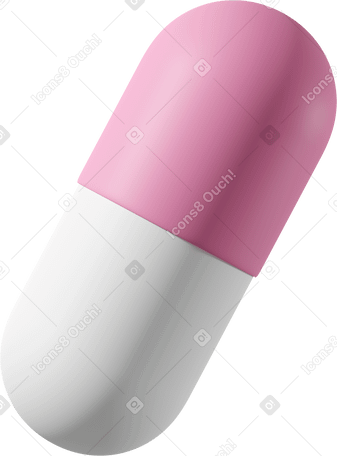 3D White pink capsule Illustration in PNG, SVG