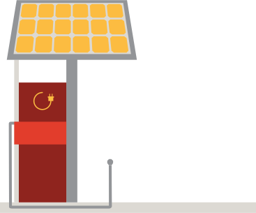 electric filling station with solar panel PNG, SVG