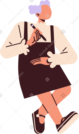 girl in a sundress holding a pen PNG, SVG