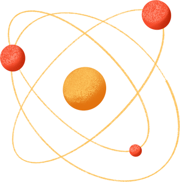 atom with particles spinning in circles PNG, SVG