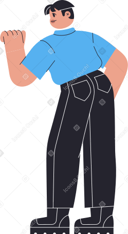 standing man in blue shirt and black trousers Illustration in PNG, SVG