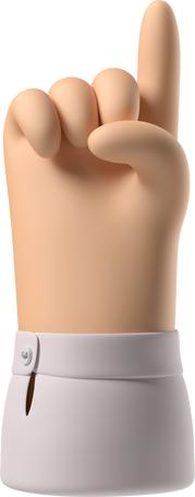 3D White skin hand pointing up PNG, SVG