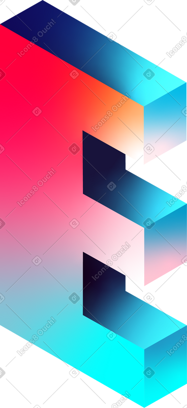 Isometric e letter PNG, SVG