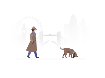 Mann geht mit seinem hund durch die stadt PNG, SVG