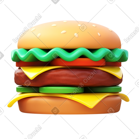 3D hamburger PNG, SVG