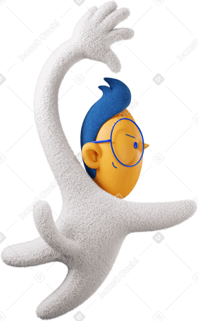 3D Boy jumping eagerly to the right Illustration in PNG, SVG