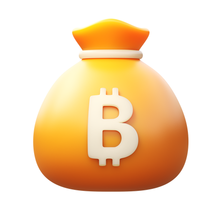 3D bitcoin money bag  PNG, SVG