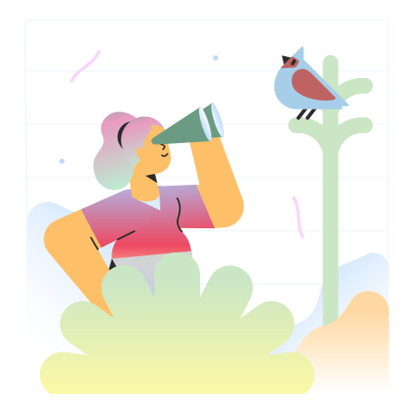 Woman birdwatching Illustration in PNG, SVG
