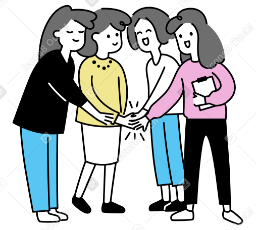 Successful women stacking hands together PNG, SVG