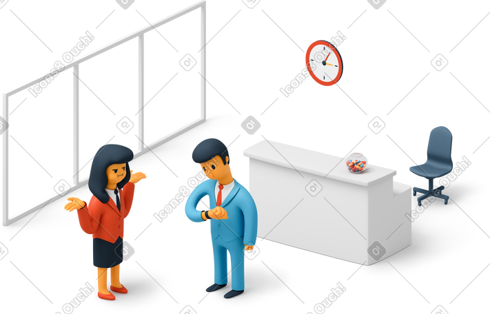 3D 女人参加商务会议迟到了 PNG, SVG