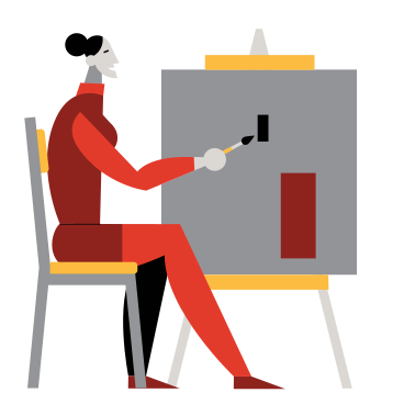 Woman drawing a picture on canvas PNG, SVG