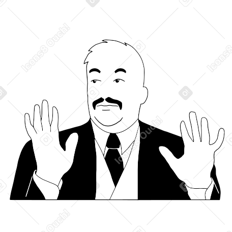 손을 올리는 낙서 캐릭터 PNG, SVG