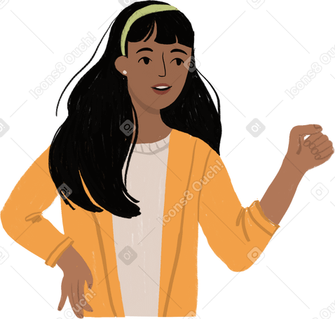 girl speaking with her hand up Illustration in PNG, SVG