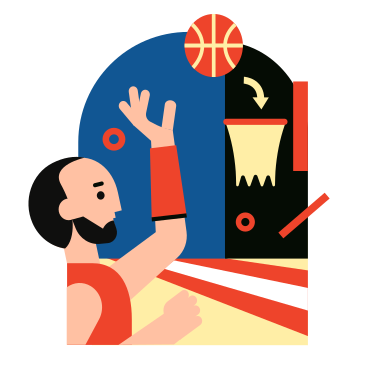Jugador de baloncesto lanzando la pelota a la canasta. PNG, SVG