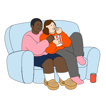 Young man and woman watching a movie PNG, SVG