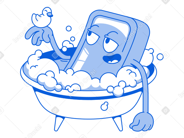 Soap takes a bath and relaxes Illustration in PNG, SVG