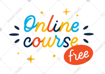 Online course lettering and free text on the red sticker PNG, SVG