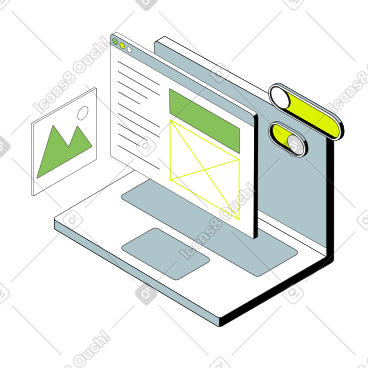 Designing website on laptop PNG, SVG