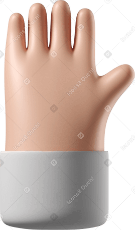 3D Raised white skin hand PNG, SVG